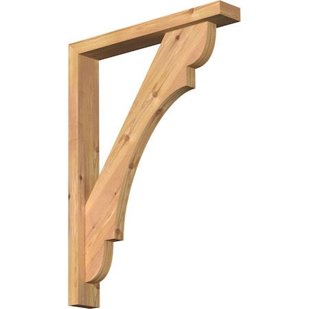 Ekena Millwork Olympic Block Smooth Bracket w/ Offset Brace, Western Red Cedar, 3 1/2"W x 22"D x 30"H BKT0402X22X30OLY05SWR